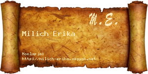 Milich Erika névjegykártya